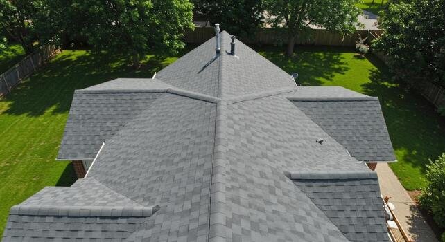 New asphalt shingle roof on a family home
